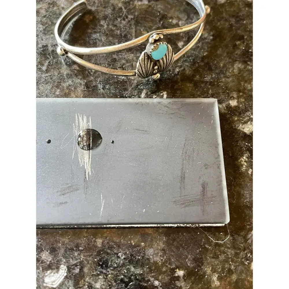 VTG Navajo Turquoise Sterling Silver Cuff Bracelet Native Southwest Western 6.6”